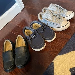 Boys Shoe Bundle - 3 Pair - Dress/Casual/Play - Size 1 (Converse/Hey Dude/Place)
